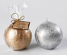 Vela BOLA Média  (PRATA OU DOURADA) diâm 8cm